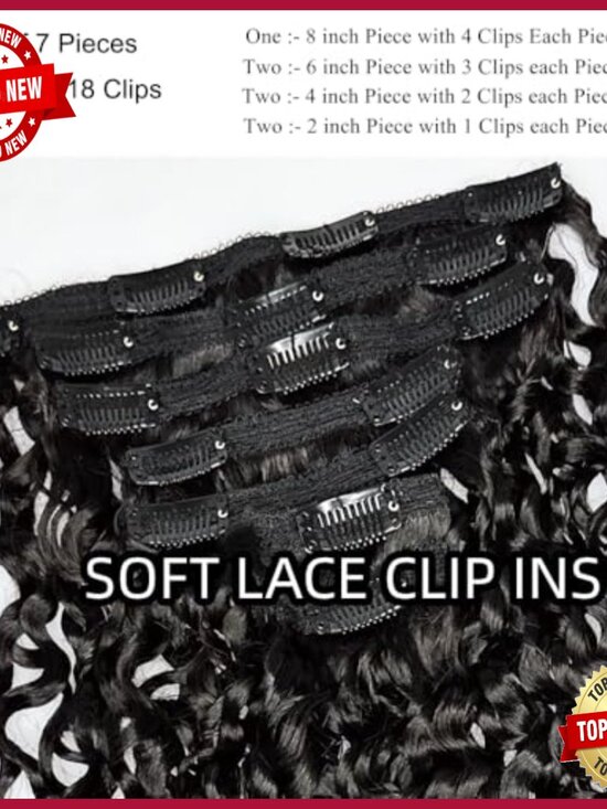 Clip In Human Hair Extensions 7pcs 120g Curly 3C4A 24 Inch Full Head main image 7